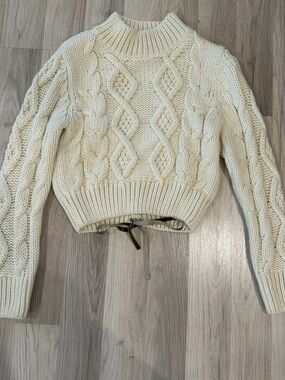 Zara Cream Cable-Knit Turtleneck Sweater
